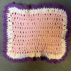Helen's Crochet Dishcloth Purple, White, & Pink