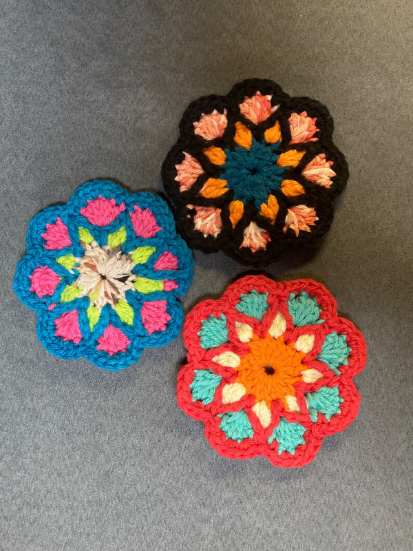 Crochet Coasters Set of Threes - Multi