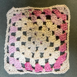 Helen's Crochet Dishcloth White Pink
