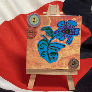 Mini Canvas Art and Easel Flower & Boho Buttons