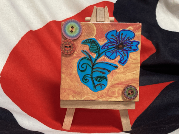Mini Canvas Art and Easel Flower & Boho Buttons